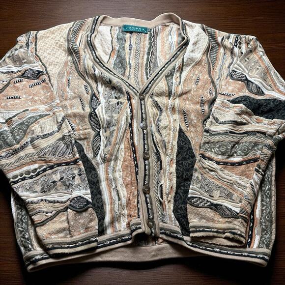 Vintage Tundra Canada Sweater Men’s XXL 3D Knit Coogi Style Button up - Picture 1 of 6